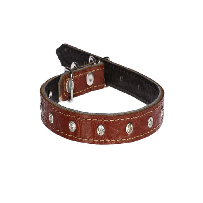 Нашийник 426 30мм "Рептилія" шкіра подвійний прикрашений стразами Вінниця - фото 1