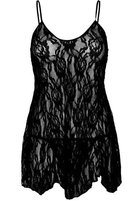 Пеньюар Leg Avenue Rose Lace Flair Chemise Black One Size Львів - фото 3