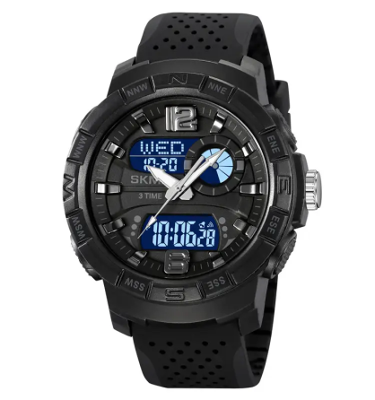 Годинник чоловічий наручний спортивний Skmei 2163 з подвійним дисплеєм і підсвічуванням (Чорний) Київ