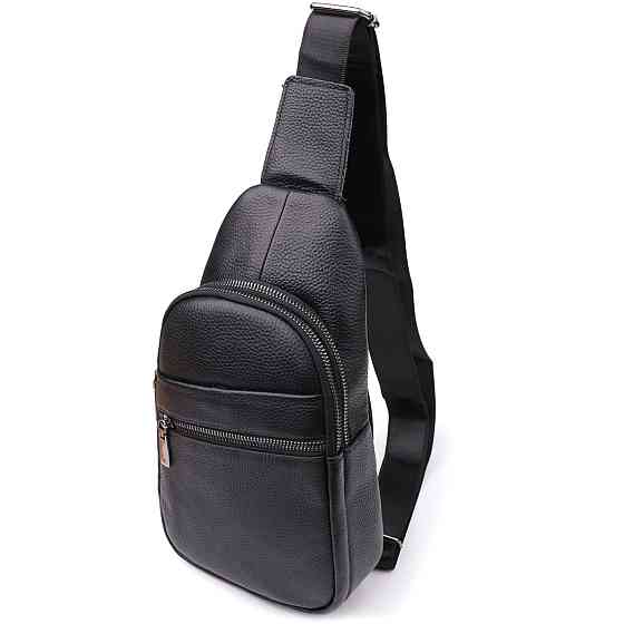 Чоловіча сумка через плече з натуральної шкіри Vintage 23018 Чорний Київ