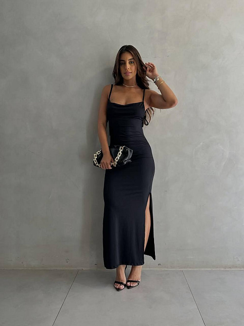 Женское романтичное элегантное платье с открытой спиной турецкое вискоза Черный, 46/48 Одесса - изображение 4