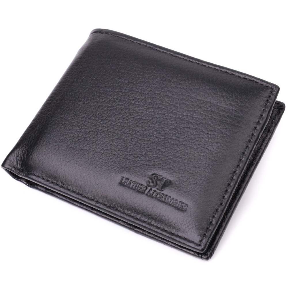 Чоловічий шкіряний гаманець-затиск, чорний (ST Leather) Київ - фото 17