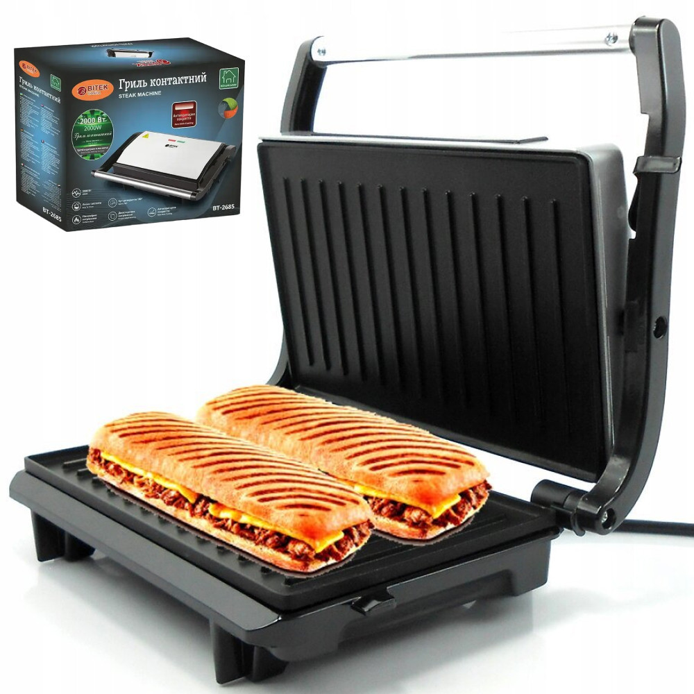 Притискний гриль електричний 2000Вт,BITEK BT-2685 SBR Київ - фото 1