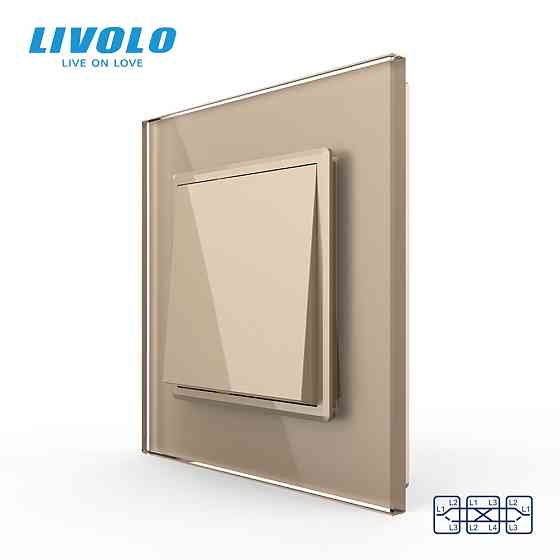 LIVOLO Одноклавішний перехресний вимикач Livolo золото скло (VL-C7FCMM10A-2AP) Коломия
