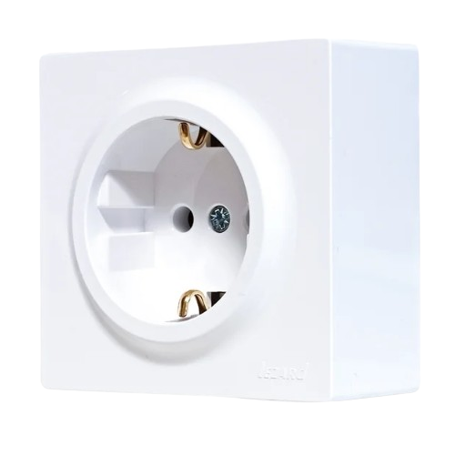 LETO білий Розетка зовнішня із заземленням Лезард Житомир