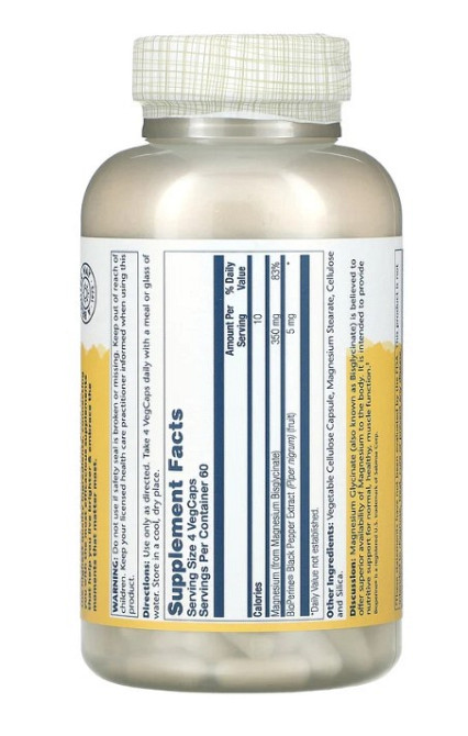 Магний глицинат, Magnesium Glycinate, Solaray, высокая абсорбция, 350 мг 240 капсул Киев - изображение 2