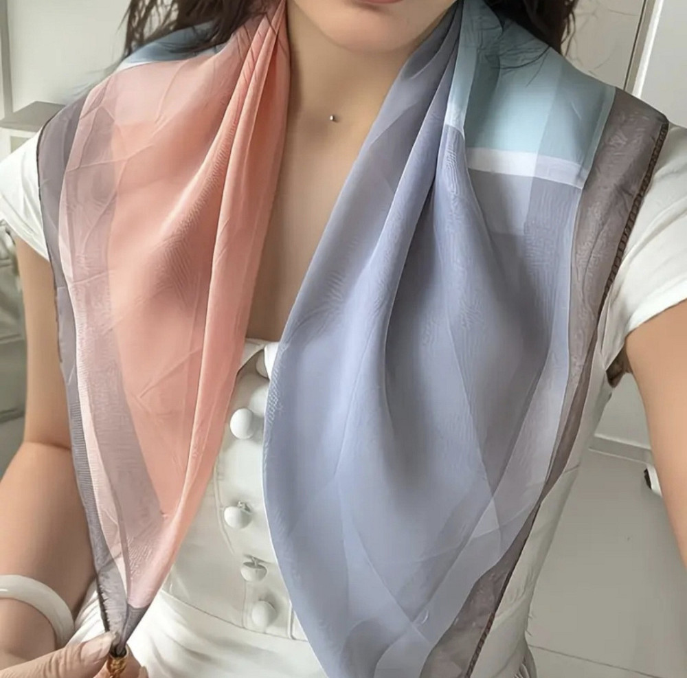 Шарф жіночий з магнітною застібкою Блакитнио-рожевий Сміла - фото 2