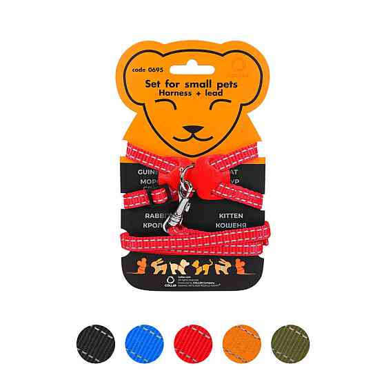 Шлея "Dog Extreme" з нейлону на планшеті для морських свинок, декоративних крис (ширина 10мм, В:22-29см) червоний Київ