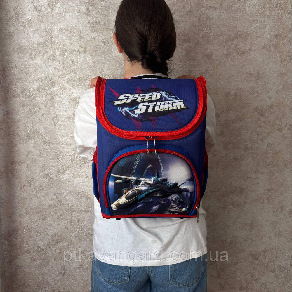 Школьный портфель ортопедический мальчику 1 класс, каркасный, 3D принт самолет, синий Хмельницкий - изображение 4