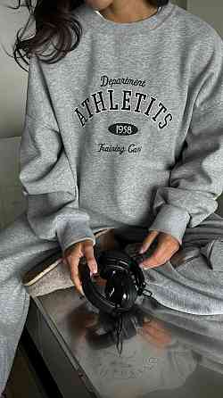 Жіночий теплий костюм двійка у спортивному стилі з накатом тринитка на флісі Одеса