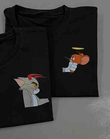 Парні футболки Tom and Jerry для закоханих | Футболки для пари з принтом Том і Джеррі M, L Чернівці