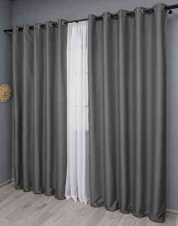 Комплект штор на люверсах VR-Textil Midnight № 1671ш 150х270 см 2 шт Сірий (37-0208) Київ