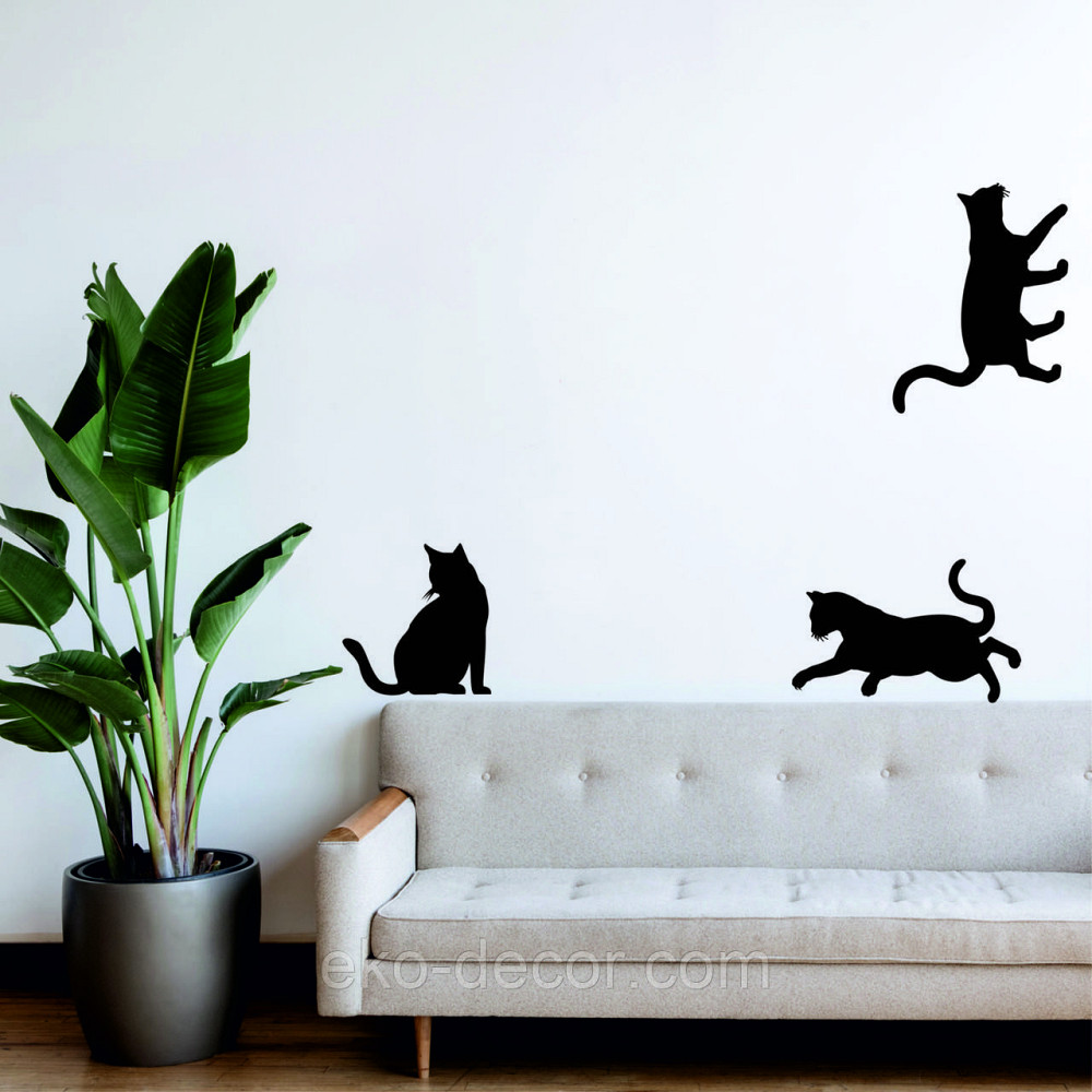 Декоративне настінне Панно «Коти», Декор на стіну 90*70 см. (3 шт.), Чорний Київ - фото 8