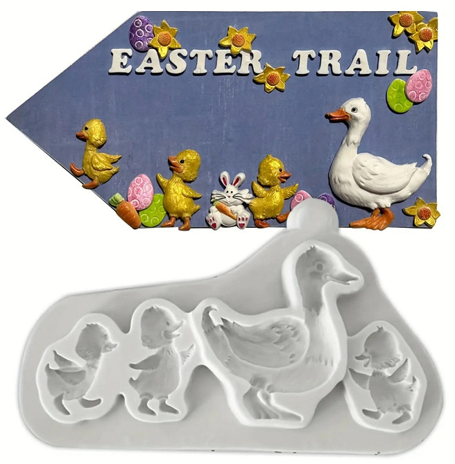 Молд силиконовый Утята 99 на 161 мм серый Киев - изображение 3