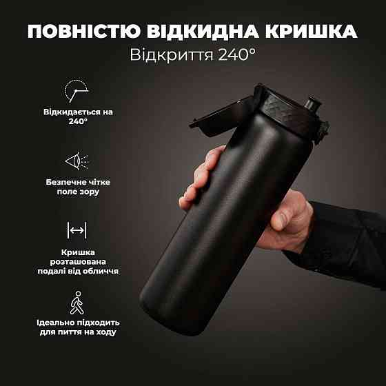 Пляшка для води металева вакуумна ION8 920 мл. Vacuum Insulated, Black Кам'янське