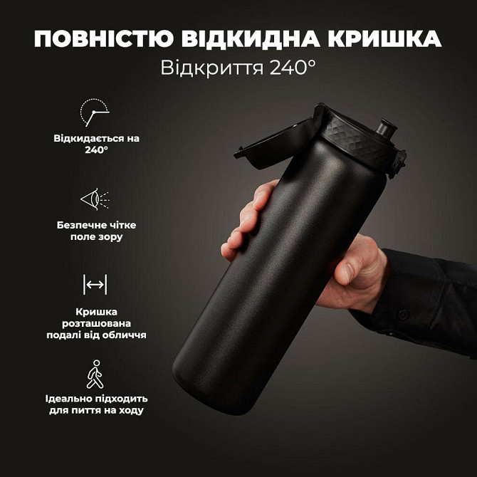 Пляшка для води металева вакуумна ION8 920 мл. Vacuum Insulated, Black Кам'янське - фото 3