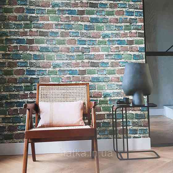 Обои виниловые на флизелине Rasch Factory 0.53х10,05 под кирпич синий зеленый бордовый 428070 Киев