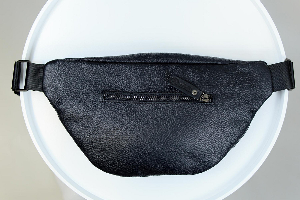 Бананка із натуральної шкіри, шкіряна сумка на пояс SKILL Lodka (Чорна) Суми - фото 6