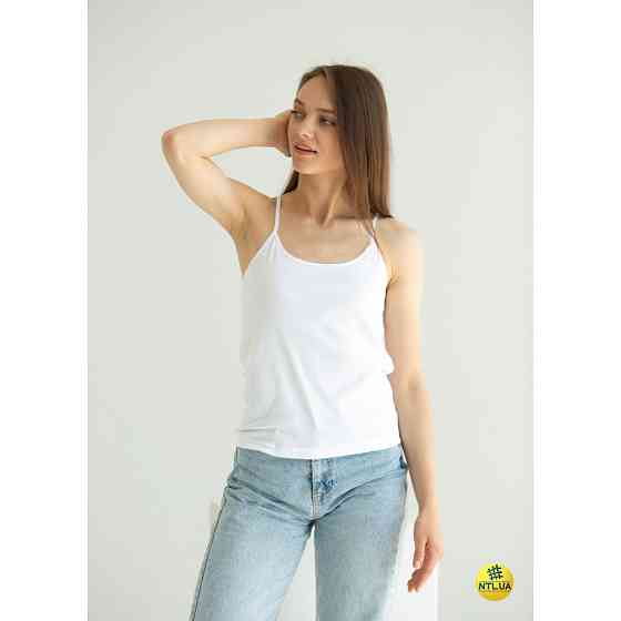 Базова однотонна жіноча майка з бавовни на тонких бретелях Наталюкс 21-2101 3XL Киев