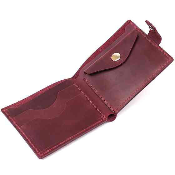 Кожаное винтажное портмоне Shvigel 16436 Бордовый Киев