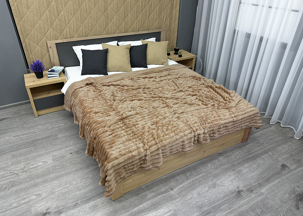 Плед-покривало смужка Шарпей 210х220 см (+-10см) Карамельний (87-201) Київ - фото 3