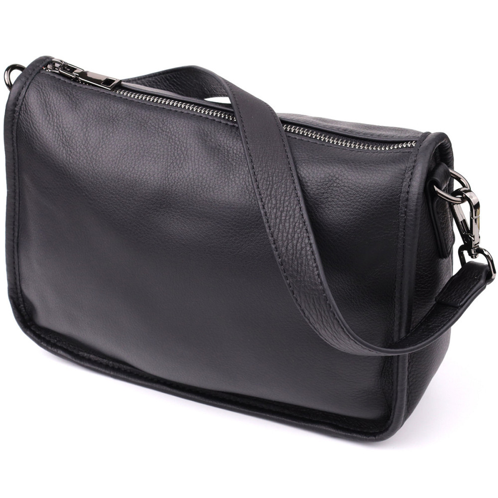 Сумка на плече з натуральної шкіри Vintage 23001 Чорний Київ - фото 1