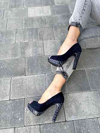 Туфлі жіночі F335 темно-сині (весна-осінь, еко-замш) (2551) лише 36р. 36 Коломия