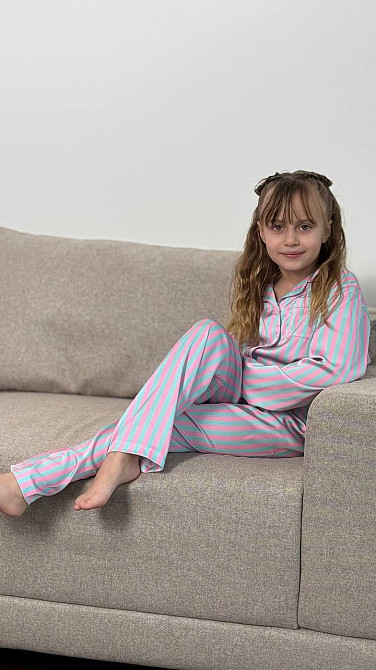 Детская пижамка из сатина Голубо-розовая 146-152 Харьков - изображение 3