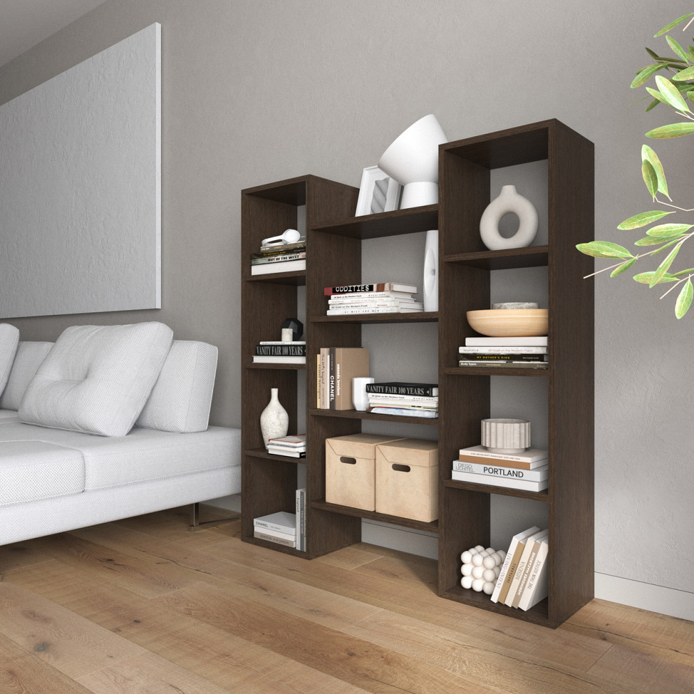 Стелаж для книг VAYS D-8 Венге Темний, сучасна полиця, ЛДСП 130×30×140 см - для дому, офісу, вітальні Львів - фото 1