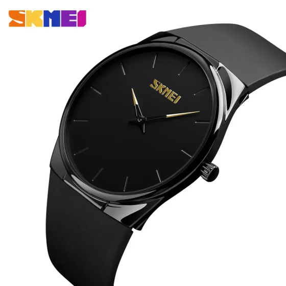 Наручний класичний годинник Skmei 1601S Чорний з чорним Вінниця