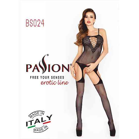 Бодистокинг Passion BS024 black, комбинезон, имитация чулок и пояса Sex Aura Киев