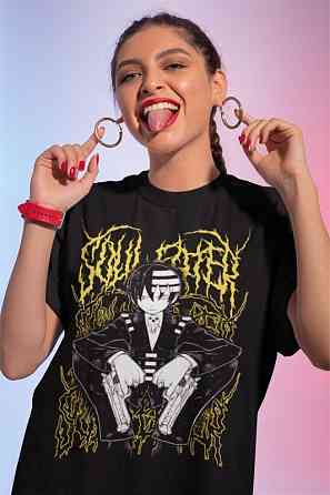 Футболка для хлопчика з аніме принтом Соул Еатер Деатх Кід оверсайз (зріст від 165 до 180) Чорний AnimeJ0447m Дніпро