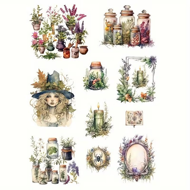 Набір магічних вінтажних наліпок Зілля та Відьма, 120 шт Київ - фото 6