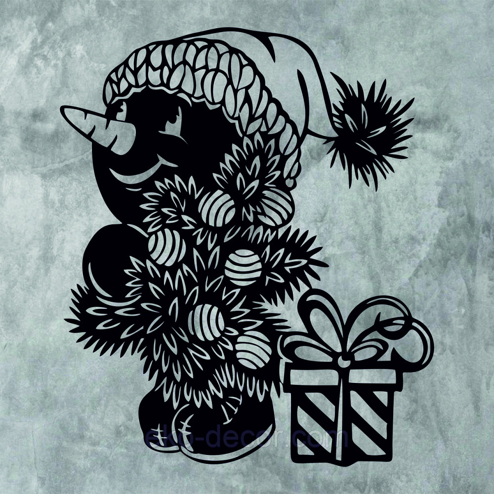 Декоративное настенное Панно «Снеговик», Декор на стену 90*76 см, Черный Киев - изображение 7