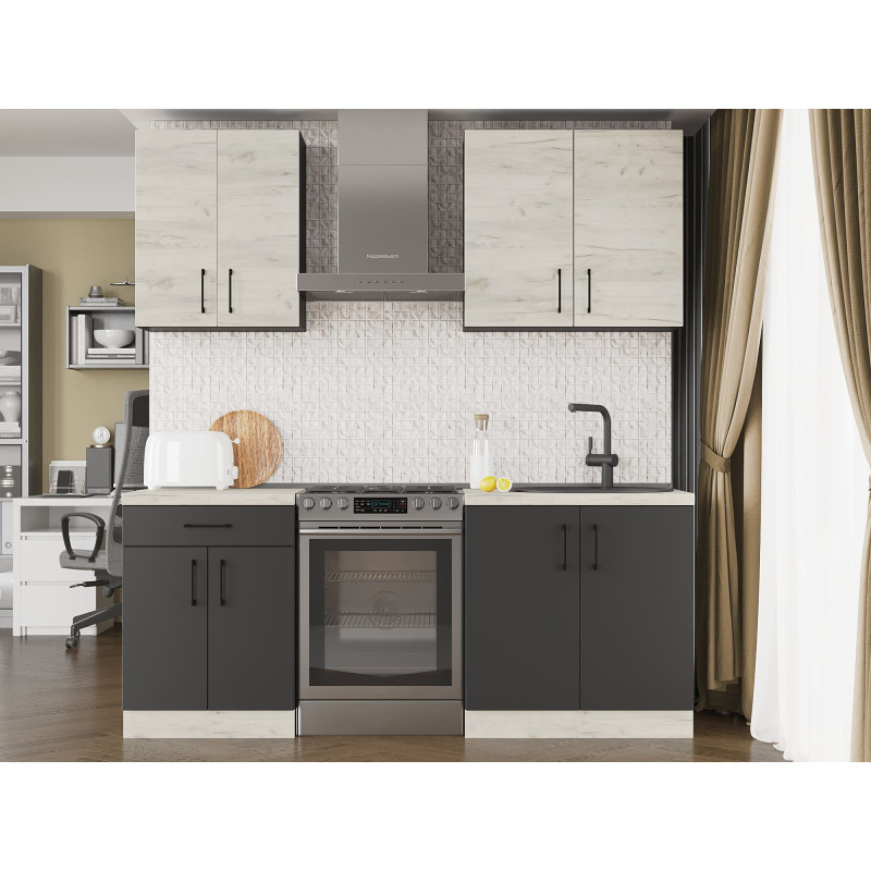 Кухня модульна Эверест Оптима набор №2 Дуб крафт белый+Антрацит 2 м (без столешницы) (DTM-5694) Львов - изображение 1