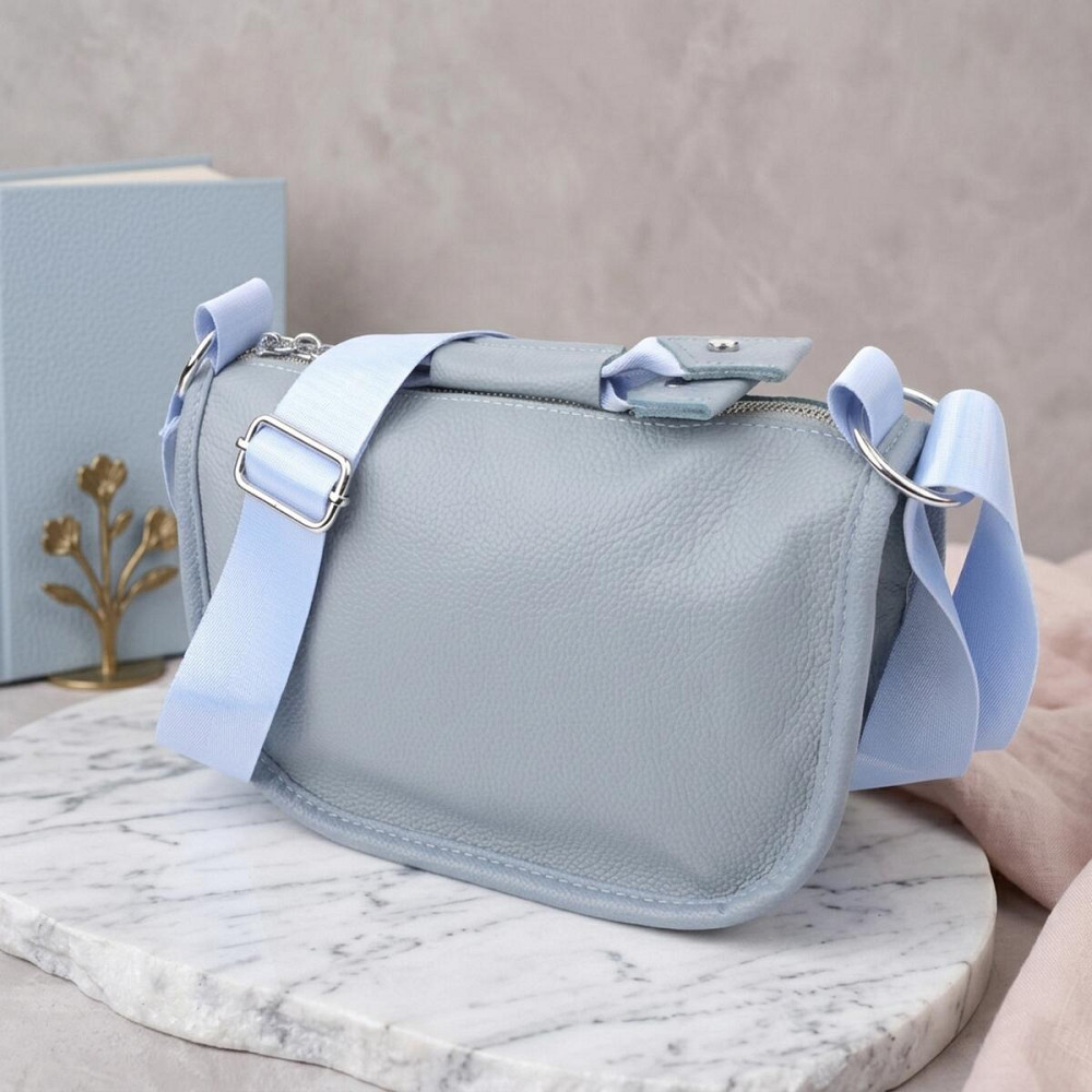 Полукруглая сумка для женщин из натуральной кожи Vintage 22908 Серо-голубой Киев - изображение 11