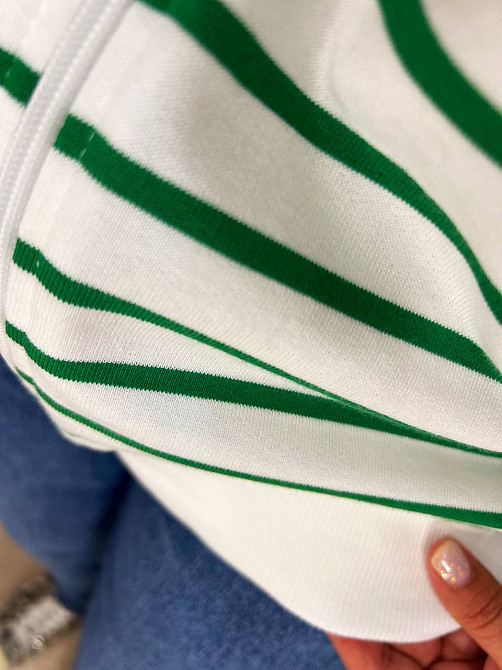 Толстовка женская Pepper&mint 24-01 в полоску на молнии с капюшоном зеленая, зеленый, one size Киев - изображение 16