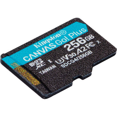 Карта пам&apos;яті Kingston 256GB microSDXC сlass 10 UHS-I U3 V30 A2 Canvas Go Plus G4 (SDCG4/256GBSP) Вінниця - фото 2
