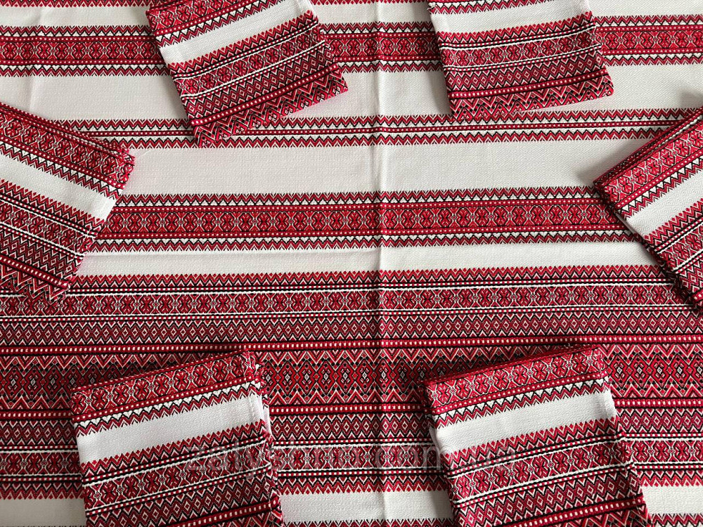 Яскрава вишита скатертина з серветками Київ - фото 2