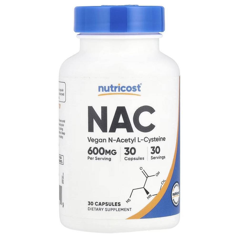 N-ацетил-L-цистеин Nutricost NAC, 600 mg, 30 Capsules Луцк - изображение 1