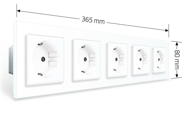 П’ятимісна електрична розетка з заземленням LIVOLO, біла, скляна рамка, шторки, 250В 16А (VL-C7C5EU-11) Коломыя - изображение 2