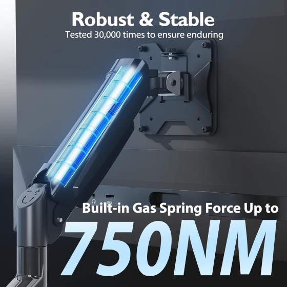 Кронштейн для двох моніторів BONTEC GDM7504 до 32 настільний, газова пружина, VESA 75/100 Київ