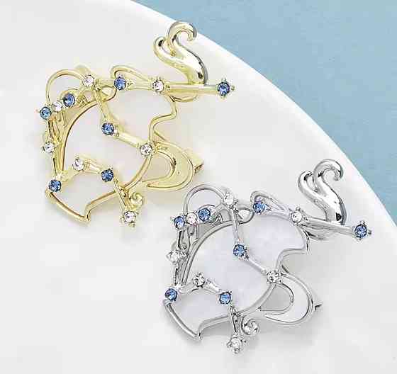 Брошка знак зодіаку "Водолій"  Сріблястий Сміла