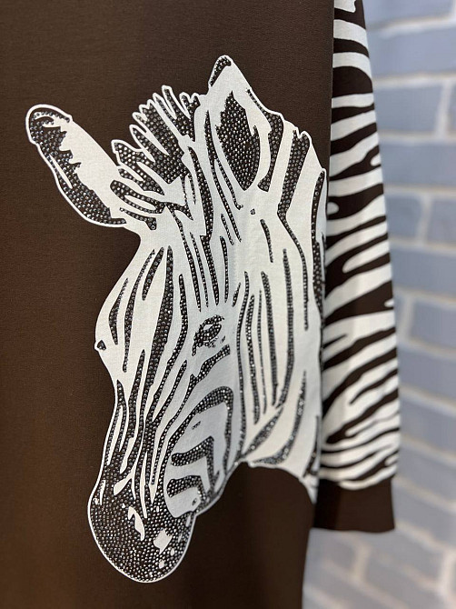 Свитшот женский LSK 6030 удлиненный зебра камни one size, коричневый, one size Киев - изображение 14