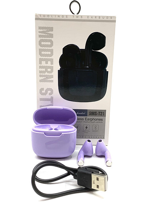 Навушники бездротові версія bluetooth 5.0 розмір кейсу 4,5*2*4 см Фіолетовий (C 55269) Чернигов - изображение 7