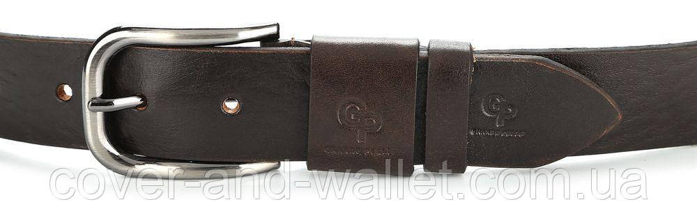 Елітний чоловічий шкіряний ремінь коричневого кольору Grande Pelle Київ - фото 8
