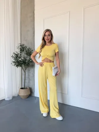 Жіночий літній костюм топ з перекрутом і брюки палаццо віскоза Одеса