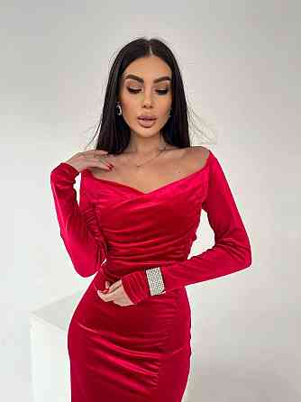 Жіноче елегантне святкове плаття максі з оксамиту Червоний, 42/44 Одеса