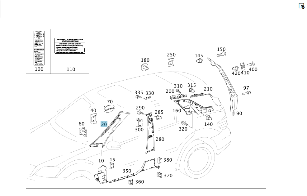 Mercedes-Benz  A1646900325 7H21 Обшивка стійки "А" ліво-сіра ML W164 GL X164 Одеса - фото 2