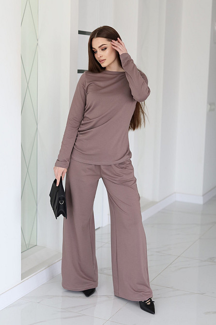 Жіночий базовий костюм з широкими штанами "Profit" | Батал Капучіно, 54-56 Київ - фото 2